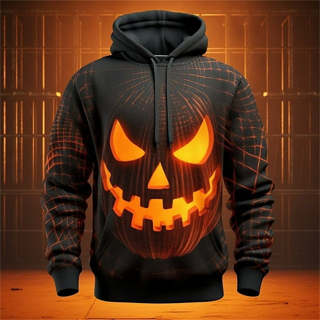 MHFRRA Chandails à Capuchon et Chandails Mode pour Hommes Chandail à Capuchon d'Halloween pour Hommes Imprimé Réaliste 3D Décontracté à Manches Longues Chandail à Capuchon d'Halloween TTTTG