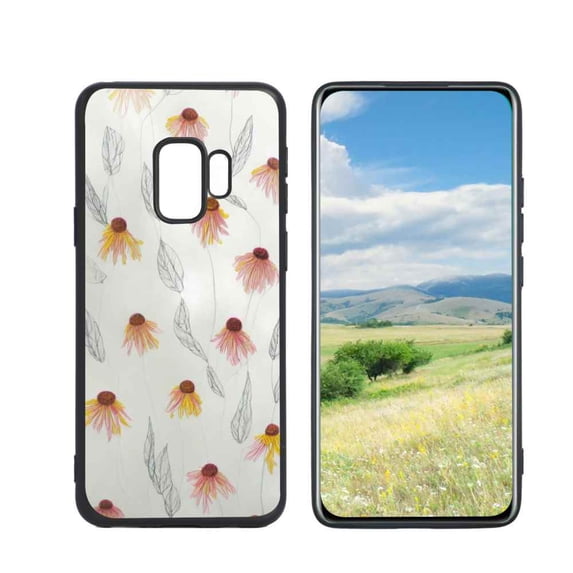 Compatible with Samsung Galaxy S9 Phone Case, Yellow-Flowers-298 Case Men Women, Flexible Silicone Shockproof Case for Samsung Galaxy S9