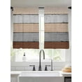 thumbnail image 2 of Brown Gray Wood Grain Sheer Curtains 45 Inch Long 2 Panels, Countryside Stripe Gradient Art Light Filtering Rod Pocket Semi Sheer Curtains, Sheer Voile Drapes for Living Room Bedroom, 52"x45", 2 of 5