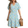 thumbnail image 3 of UVN Summer Dresses for Women Short Sleeve V Neck A-Line Midi Dress Boho Beach Floral Print Sundress, 3 of 8