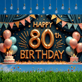 thumbnail image 5 of Decorative Design Happy 80th Birthday Celebration Banner for Senior Party Event Photography, 5 of 8