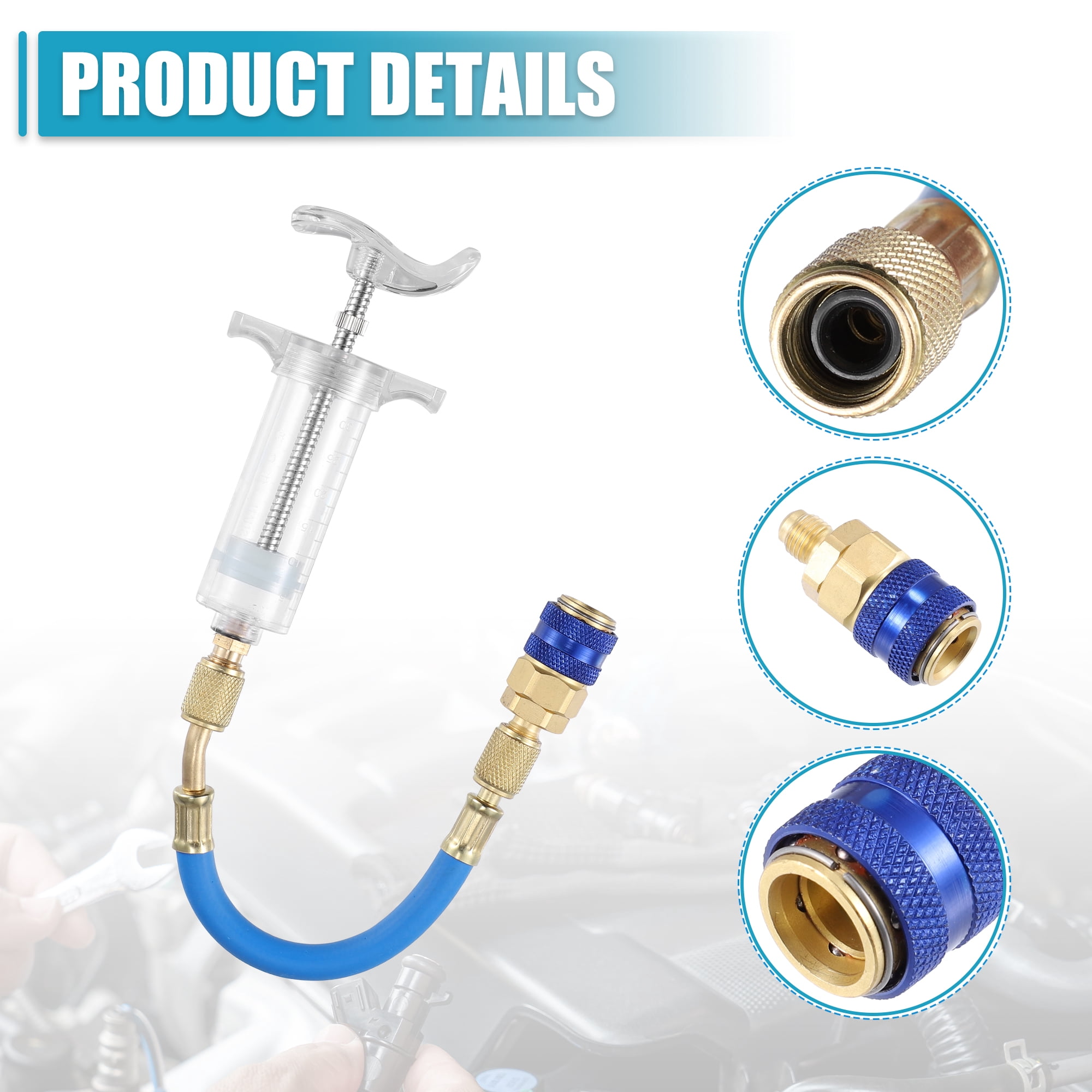 Unique Bargains Oil Dye Injectors Kit 30ml Hand Push Compressor Manual AC Injector