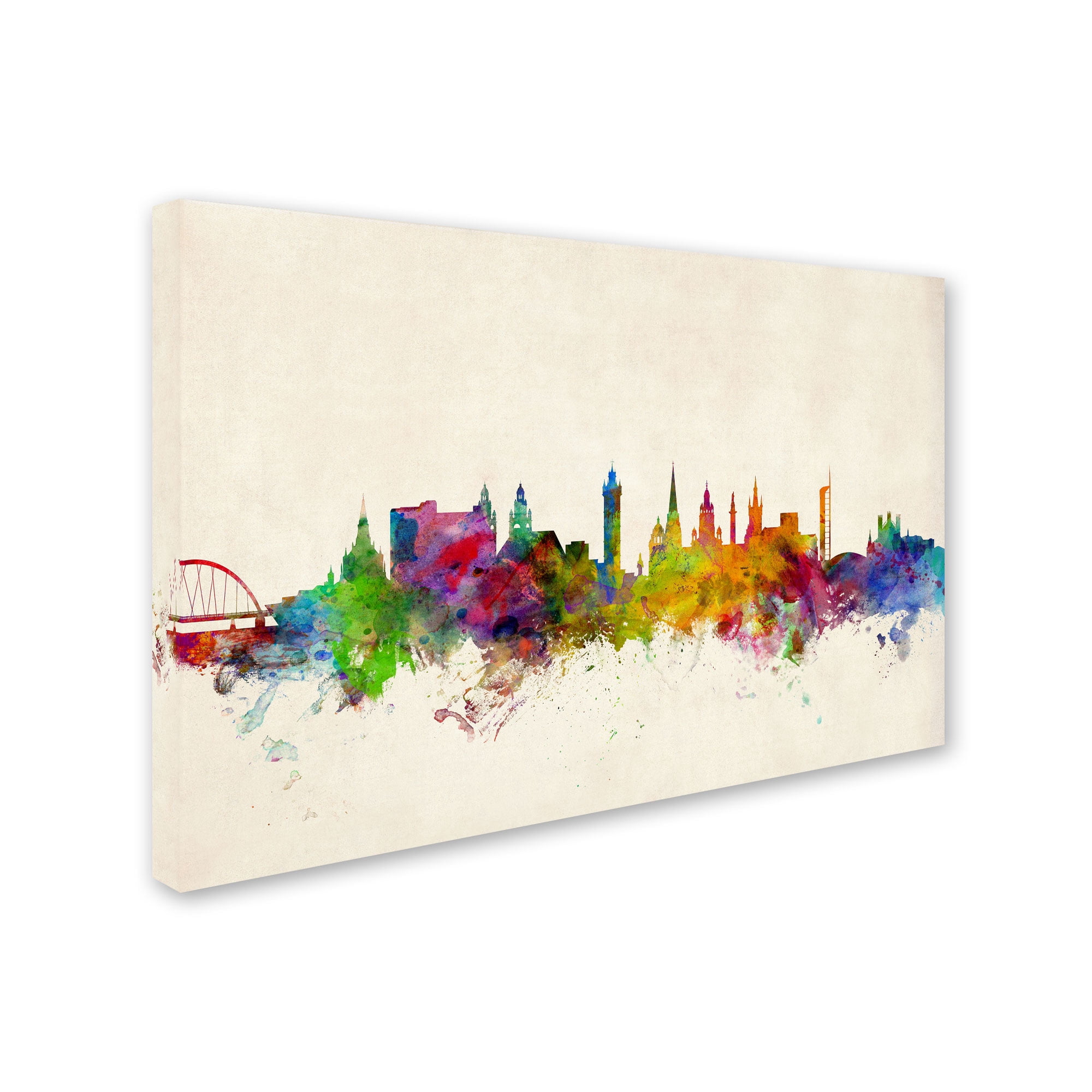 Trademark Fine Art "Glasgow Scotland Skyline" Canvas Art by Michael Tompsett