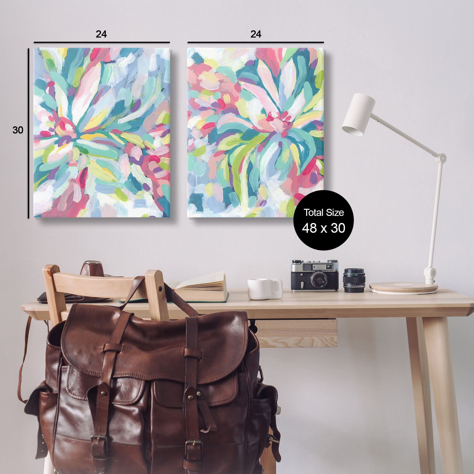 Stupell Industries Pastel Whimsy Flower Pattern Abstract Painting Wrapped Canvas Art Print Wall Art, 24 x 30, Set of 2