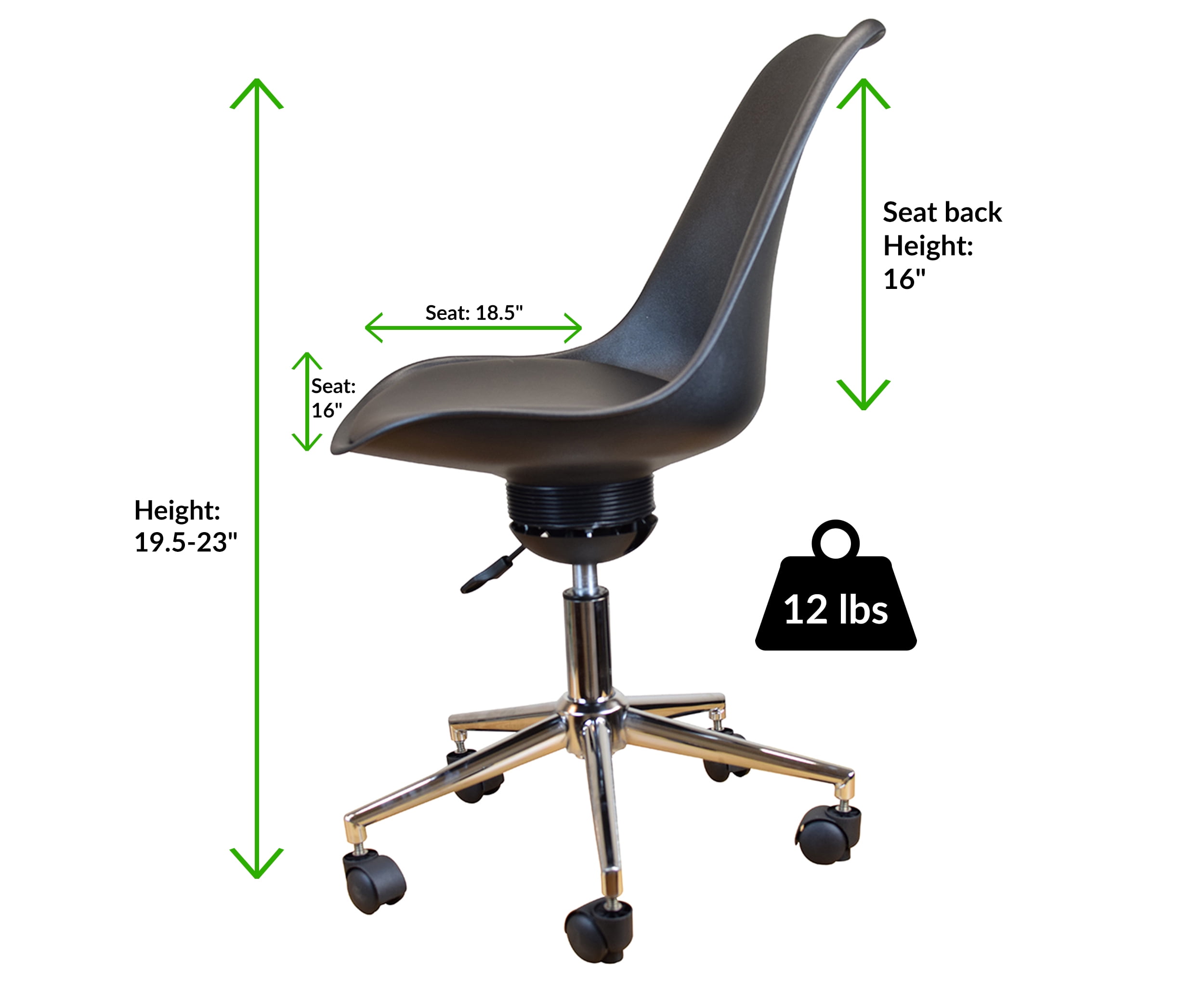 Active Task Chair with Wheels – Armless Ergonomic Desk Chair with Balance Seat, Adjustable Tall Office Chair for Standing Desk or Home Office