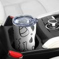 thumbnail image 5 of 20oz Tumblers Black and White Halloween Doodle Pattern Stainless Steel Vacuum Insulated Double Wall Travel Tumbler Cups Mug with Lid and Straw,Cleaning Brush for Cold & Hot Drinks, 5 of 7