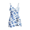 thumbnail image 4 of Xdegoge One Piece Swimsuit Women with Skirt Tummy Control V-Neck Shirred Front Geometric Print Swimdress Modest Beachwear Summer Vacation Pool Party, 4 of 9
