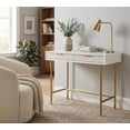 thumbnail image 2 of White Two-Drawer Office Desk with Metal Frame - Compact Workstation Table with Storage Drawers - Ideal for Home, Study or Bedroom - Color: White, 2 of 5