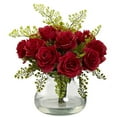 thumbnail image 5 of Nearly Natural Rose & Maiden Hair Artificial Arrangement with Vase, Peach, 5 of 7