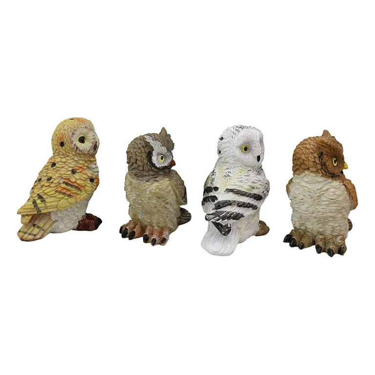 Heiheiup 4 PCS Owl Figurines Cute Ocean Animal Owl Figure Model Collection  Playset Action Figures Figurines Dolls Toys For Cake Topper Easter Arts And  Crafts for Kids 4-6 
