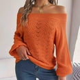 thumbnail image 2 of Diufon Off The Shoulder Sweater for Women Solid Color Long Sleeve Pullover Knit Tops Fall Outfits Clothes, 2 of 8