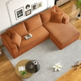 thumbnail image 3 of AENKYO 104 Modular L-Shaped Sectional Sofa with Chaise Lounge, Cloud Couch Deep Seat, Corduroy Upholstered Living Room Furniture, No Assembly Required, Orange, 3 of 8
