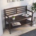 thumbnail image 4 of New Ridge Home Goods Abingdon Wood Large Bench with Back and Shelf in Espresso, 4 of 9