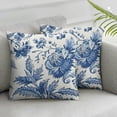 thumbnail image 3 of nygtbtfer Pillow Covers 2 Packs White &amp; Blue Summer Throw Pillowcase Linen Decorative Morden Blue Floral Outdoor Cushion Cover for Patio Sofa Bedroom Indoor Outdoor Party White, 3 of 7