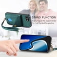 thumbnail image 4 of Dteck Wallet Case for iPhone 16E, Shockproof with Wrist Strap and Card Slot Shell Premium PU Leather Magnetic Anti Scratch Cover, Green, 4 of 7