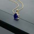thumbnail image 4 of Gem Stone King 14K Yellow Gold Blue Sapphire and White Diamond Women's Pendant Necklace for Women (4.52 Cttw, Oval 12X10MM with 18 inch Chain), 4 of 5