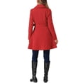 thumbnail image 3 of Abrigo elegante Inspire Chic para mujer, con cuello de chal, abrigo largo con cinturón, color rojo, 3 of 6