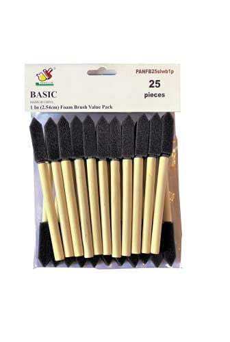 25 Per/Pack Acrylics PANCLUB Foam Paint Brush Value Pack 1 Inch Crafts 2 Packs Varnishes Stains and Great for Art with Wood Handles 