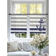 thumbnail image 5 of Anchor Gray Semi Sheer Curtains 45 Inch Length 2 Panels Set, Modern Navy Blue White Striped Nautical Sheer Kitchen Curtain Privacy Voile Window Curtain for Living Room Bedroom Rod Pocket Drapes, 5 of 7