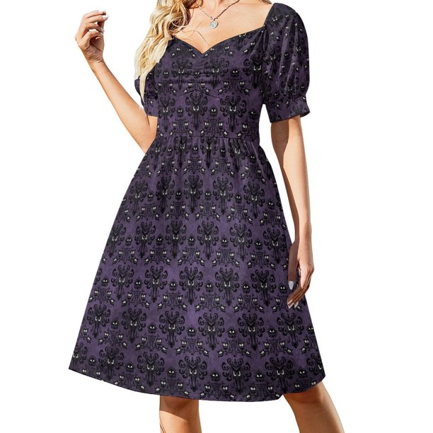 Vestido de manga corta con fondo de pantalla de la Mansión Embrujada, vestidos de verano para mujer 2025, vestidos de ceremonia.