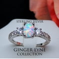 thumbnail image 2 of Emily Fire Opal Sterling Silver Cz Engagement Ring Womens Ginger Lyne Collection, 2 of 7