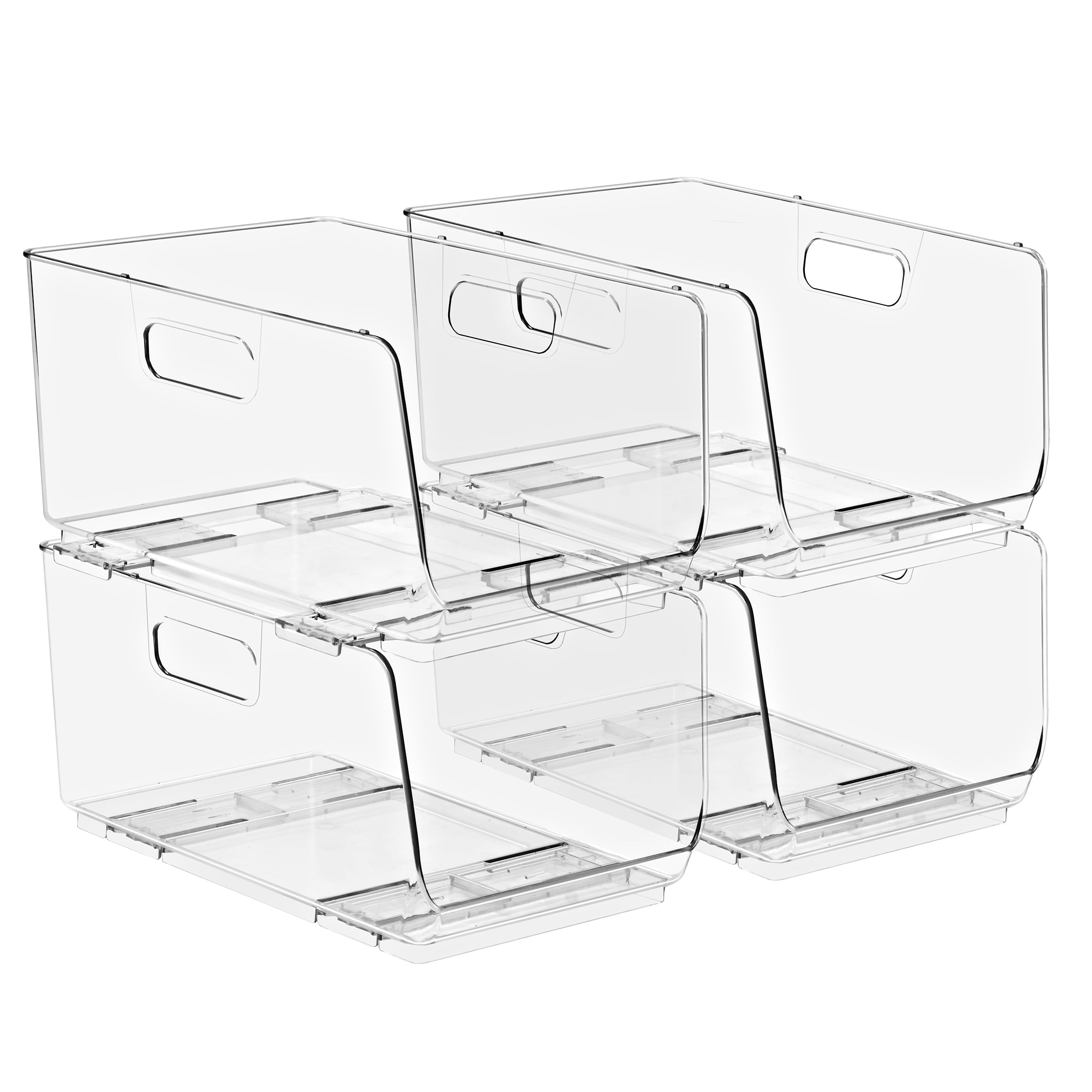 Sorbus Stackable Storage Bins Open Front Clear Acrylic Bins for Pantry Kitchen Clear Pantry Organizer Bins (Medium 4 Pack)