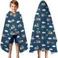 thumbnail image 3 of Cartoon Construction Vehicles Animals Hooded Bath Towel，60"x35" for Ages 3 To 12 Kids, Quick Dry Lightweight Soft Microfiber Hood Beach Towel Cover Up for Kids, 3 of 7
