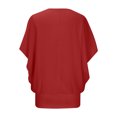 thumbnail image 4 of Lmnyox Summer Flowy Shirt Lightweight Short Sleeve V Neck T Shirt Loose Casual Solid Color Basic Blouse, 4 of 7