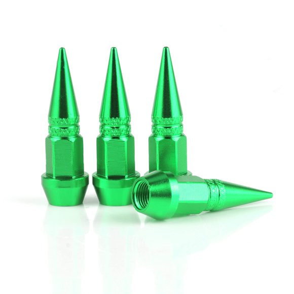Tapones de válvula SINGARO con vástago de aluminio con púas de 45 mm para coches, color verde