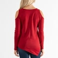 thumbnail image 7 of Womens S/M Red French Terry Cold Shoulder Asymmetrical Hem Long Sleeve Top by Howard's, 7 of 7