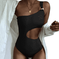 thumbnail image 1 of Women's One Shoulder Stripe High Cut One Piece Swimsuits Thong Bathing Suits, 1 of 6