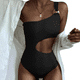 thumbnail image 1 of Trajes de baño de una pieza de corte alto con rayas y un hombro para mujer Trajes de baño tipo tanga, 1 of 6
