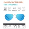 thumbnail image 2 of Kids Aviator Sunglasses Boys and Girls Cat.3 Sun Glasses for Baby Metal Toddler Shades with Straps UV Protection, Age 3-8 ( Grey+Blue ), 2 of 6