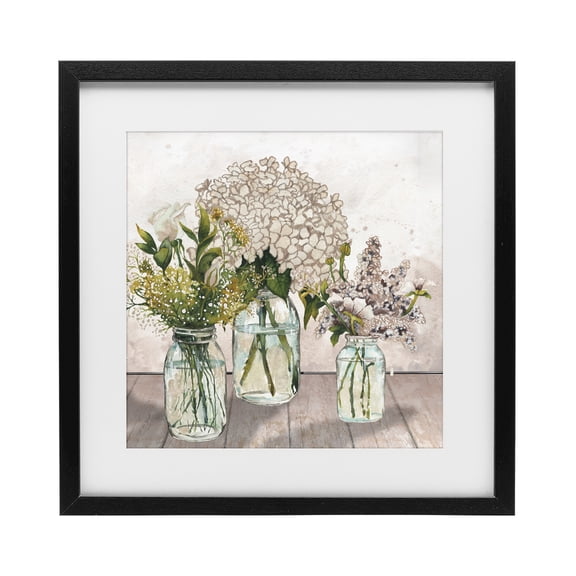 Stupell Industries French Country Jars Of Wildflowers Black Framed Print Under Glass, 13 x 13, by Elizabeth Medley