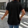 thumbnail image 4 of Siminsem V Neck Textured Button Decor Top for Women Loose Short Sleeve Casual Pullover Tunic Blouse Dressy Loose Fit Cute Casual Top for Daily Outfits, Black, XL, 4 of 5