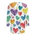 thumbnail image 5 of Xdegoge Cute Heart Shirts for Women 3/4 Sleeve Tops Holiday Valentine Tshirts Crew Neck Fashion T Shirt Dressy Casual Blouses Going Out Outfits, 5 of 6