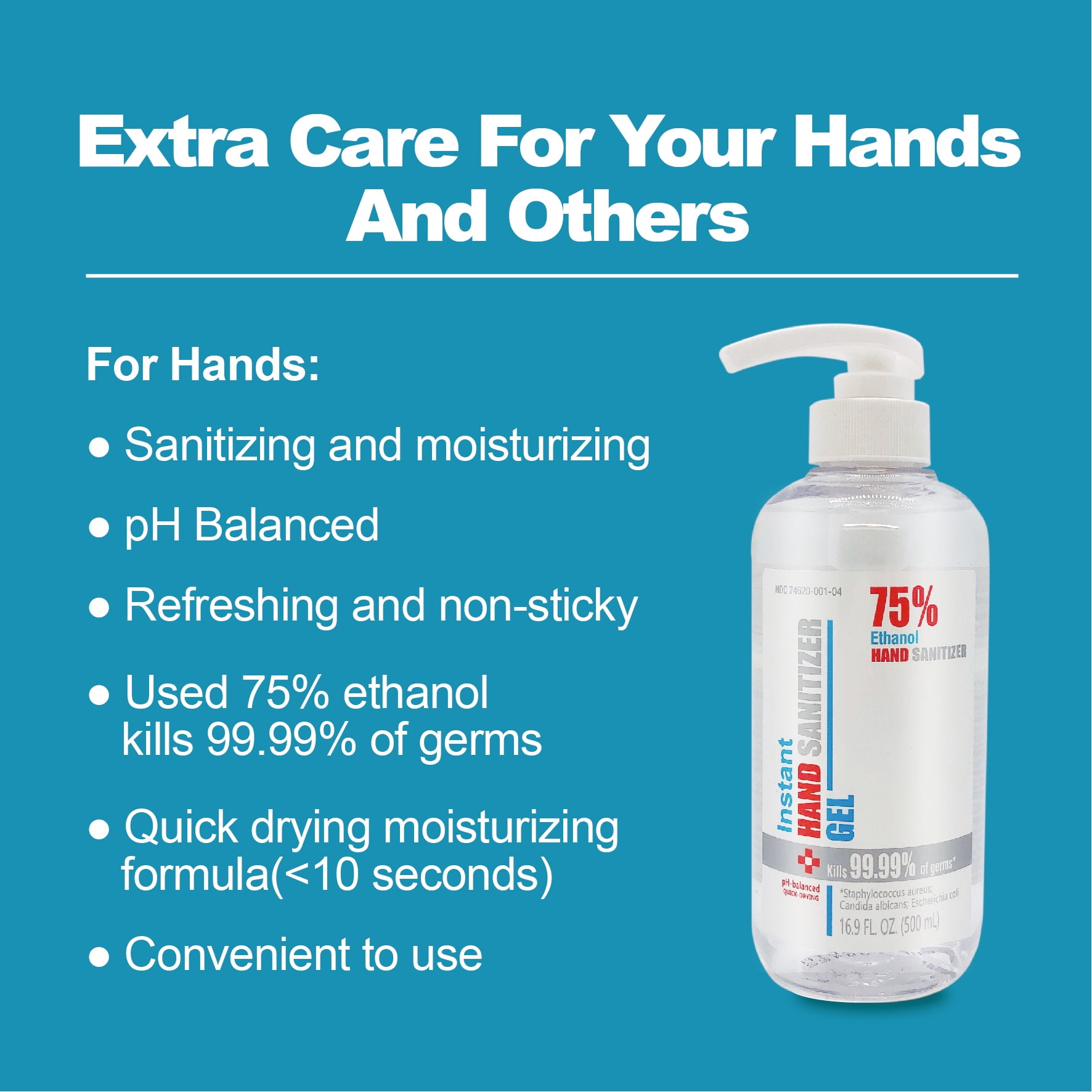 Instant Hand Sanitizer Gel 16oz, Unscented