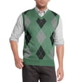 thumbnail image 1 of True Rock Men's Argyle V-Neck Sweater Vest (Sage/Blk/Gry, Large), 1 of 3