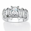 PalmBeach Jewelry 554887 3.10 Tcw Emerald-Cut Cubic Zirconia Anniversary Ring In Platinum Over .925 Sterling Silver, 7