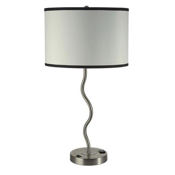 Benzara BM240916 Table Lamp with Curved Tubular Body & Round Base&#44; Silver