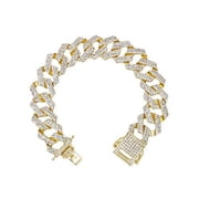Charles Raymond Blinged Out Gold Round Luxury Mens Hip Hop Watch w/Iced Out ZZ Design Bracelet -(L0504RNB ZZ Gold Gold)