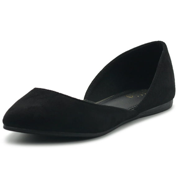 Ollio Women's Shoes Faux Suede Slip On Comfort Light Pointed Toe Ballet Flat ZM1710F