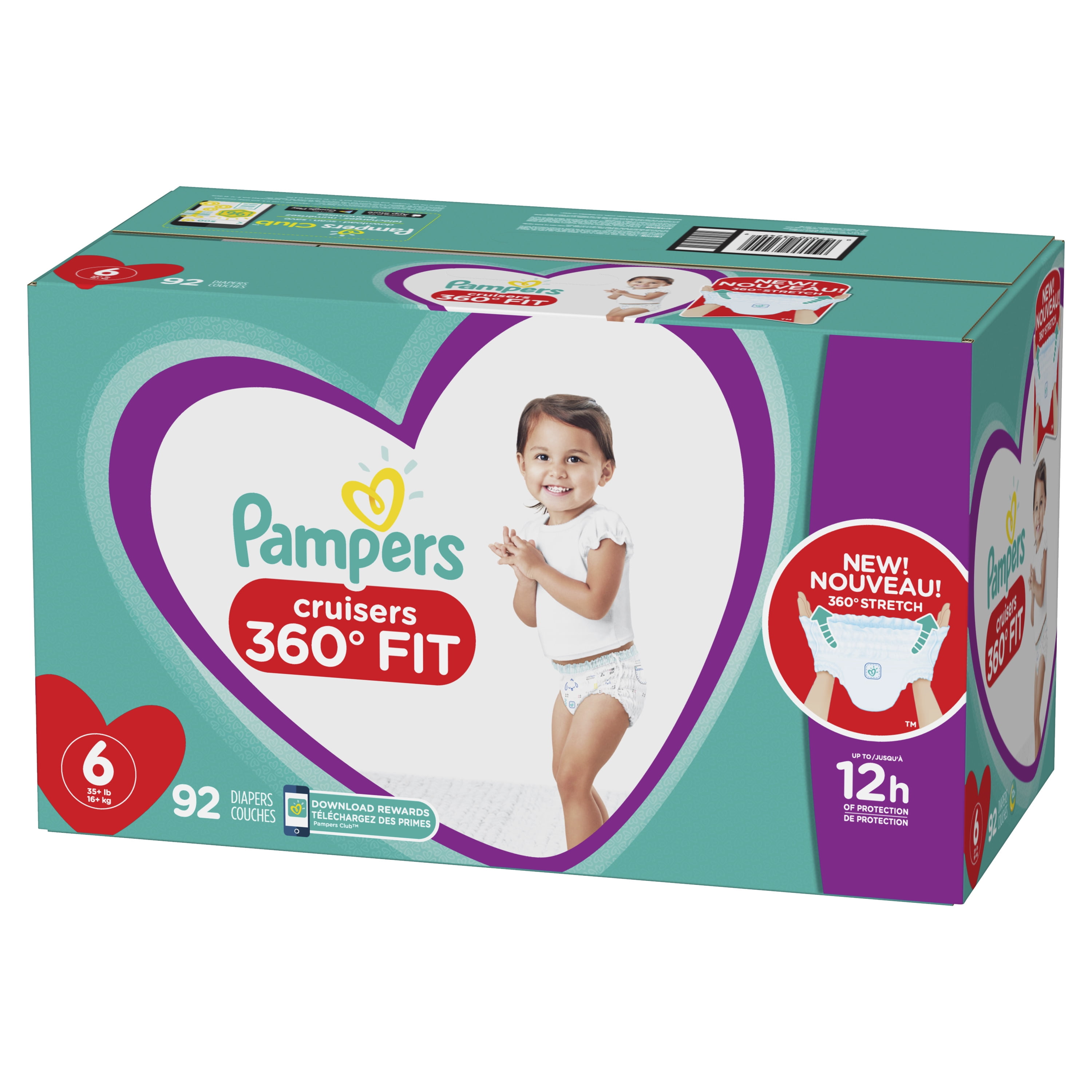 Pamper Cruisers 360 degree Fit Diapers Size 6, 90 Count