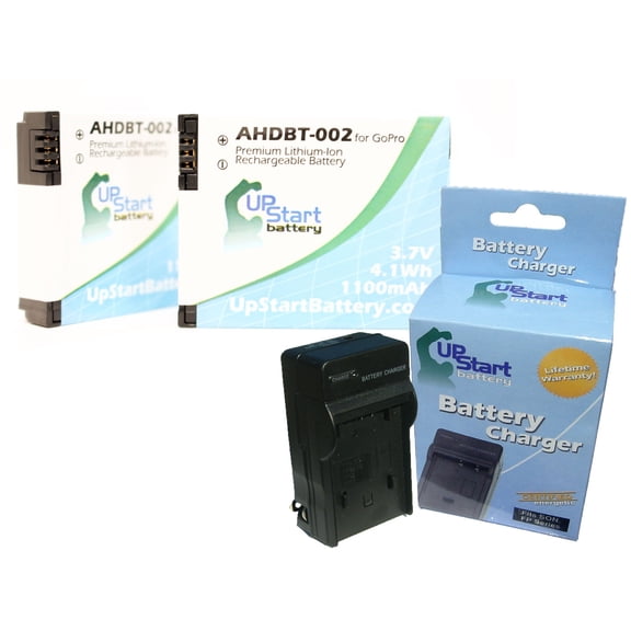 2x Pack - AHDBT-002 Battery   Charger - Replacement for GoPro Hero Digital Camera Battery and Charger (1200mAh, 3.7V, Lithium-Ion)