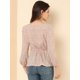 thumbnail image 5 of Blusa de Cintura con Cinturón Allegra K Estampado Floral Albaricoque XS, 5 of 6