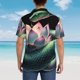thumbnail image 4 of Balery Snake Holding A Lotus Camisas hawaianas de manga corta para hombre, camisas playeras de corte holgado, camisas de vacaciones con botones,Medium, 4 of 7