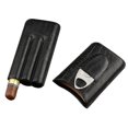 thumbnail image 4 of Galiner-funda para puros de cuero, Humidor de cigarros portátil, caja humidificadora de viaje para 3 cigarros Cohiba con cortador de cigarros Hs, 4 of 5