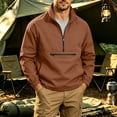 thumbnail image 2 of Men's Lightweight Quarter Zip Stand Up Collar Pullover Windbreaker for Golf, Hiking, and Running Wind Breaker Jackets with Zipper Pocket Size 3XL Coffee, 2 of 9