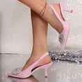 thumbnail image 5 of Miluxas Women's Slingback Kitten Heels with Bow Low Heels Closed Pointed Toe Pump Dress Shoes Pink 6.5(38), 5 of 9