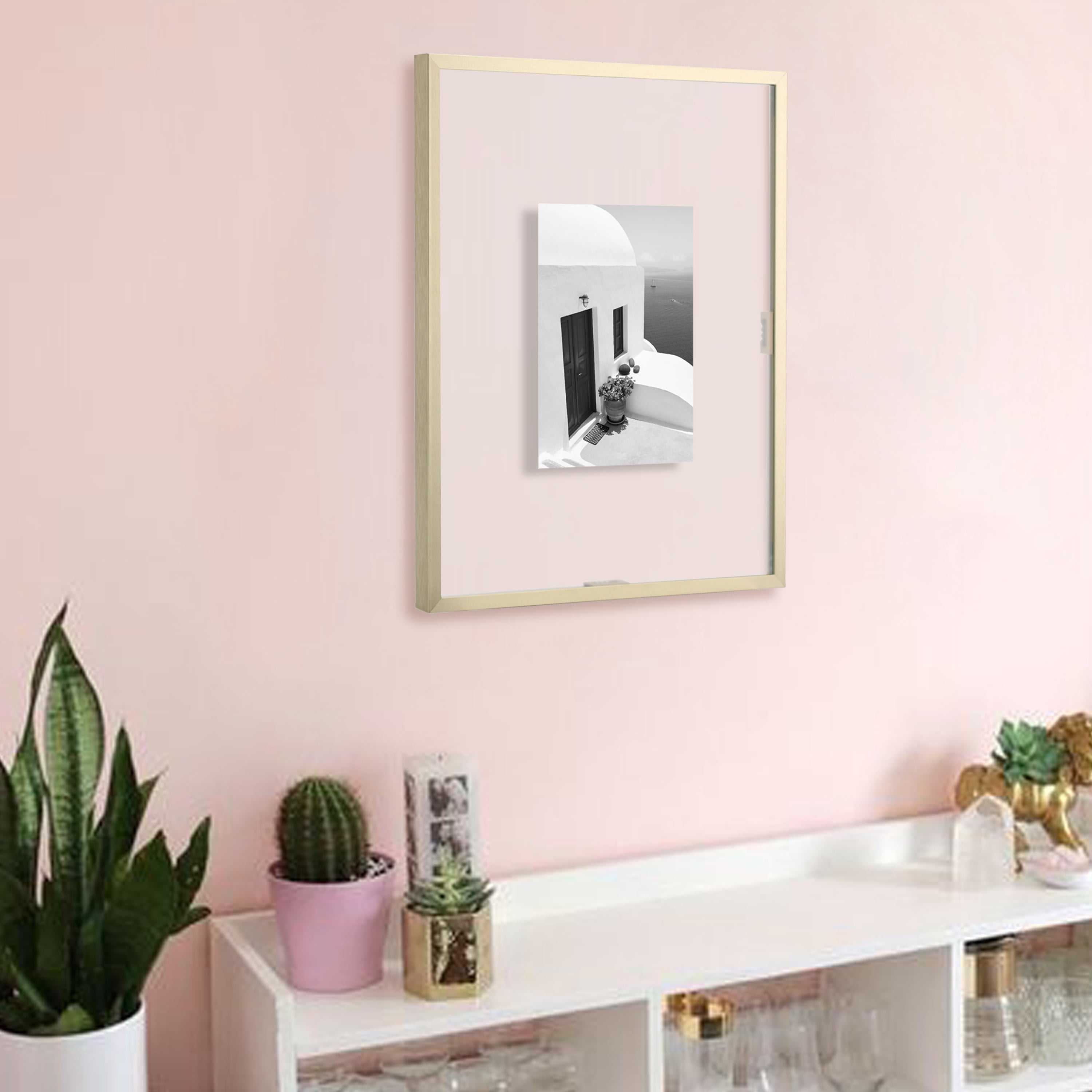 Better Homes & Gardens 11x14 Metal Gallery Wall Floating Picture Frame, Gold, Non Glare